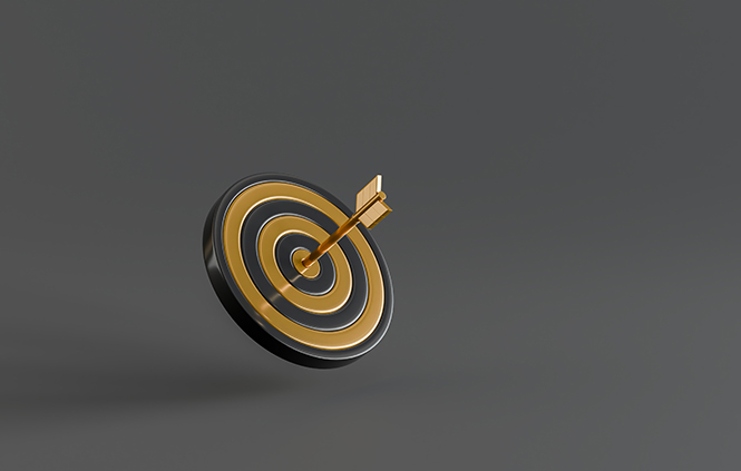 3d,Rendering,Of,A,Dartboard,With,An,Arrow,Emphasizes,Success